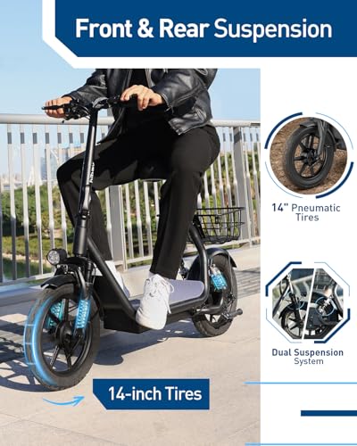 Hiboy Q2 Electric Scooter with Seat for Adults, Foldable, 500W Motor Z6624