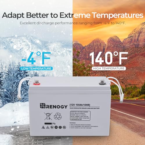 Renogy Deep Cycle AGM 12V 100Ah Battery for RV, Marine, Off-Grid D811836