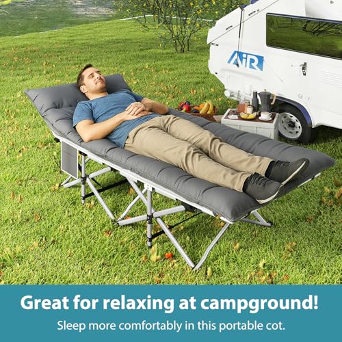 Folding Camping Cot for Adults, Heavy Duty with Carry Bag, Portable Outdoor Travel Cot E9127