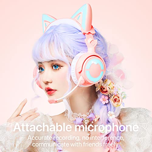 YOWU Cat Ear Headphones 4GS Wireless Bluetooth Noise Cancelling Headset with Mic Q849