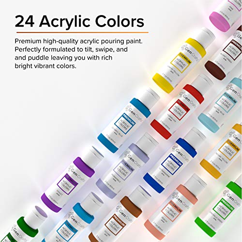 GenCrafts Neon Acrylic Pouring Paint 12 Colors, 2 oz Bottles J107