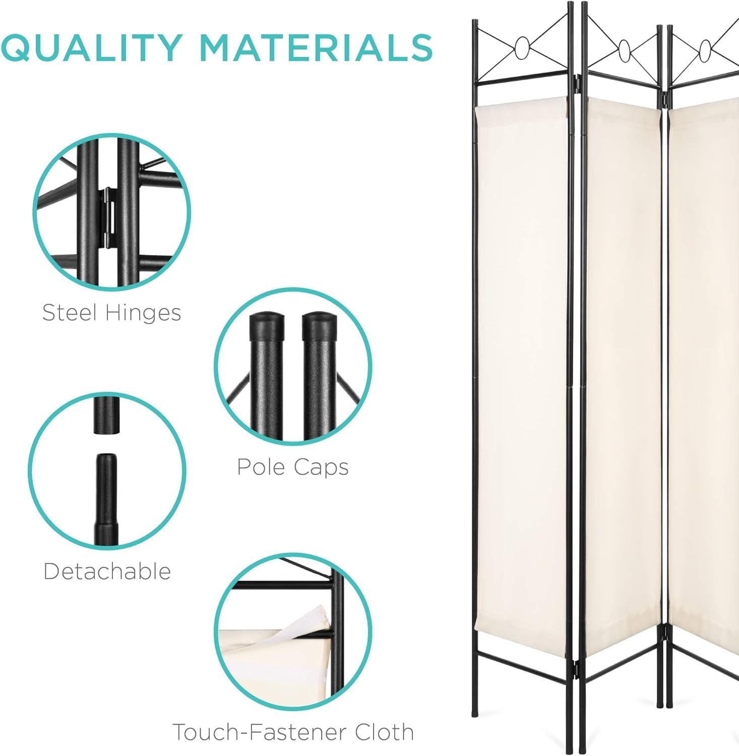 Elegant 4-Panel Screen Room Divider Portable Privacy Partition Z1273
