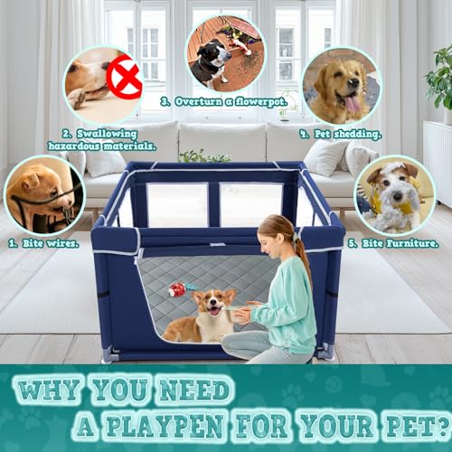 42x42x25.6 Inches Puppy Playpen with Gate for Small Dogs Indoor & Outdoor G192