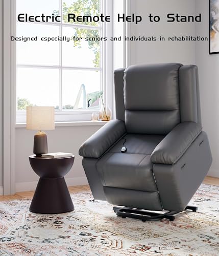 GarveeHome Power Lift Recliner Chair with Heat and Massage, Faux PU, for Elderly I162