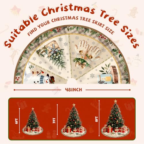Christmas Tree Skirt 36 Inch with Snowman Reindeer Santa Snowflake L183244