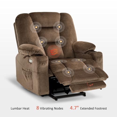MCombo Small Power Lift Recliner Chair with Massage and Heat, Brown N356790