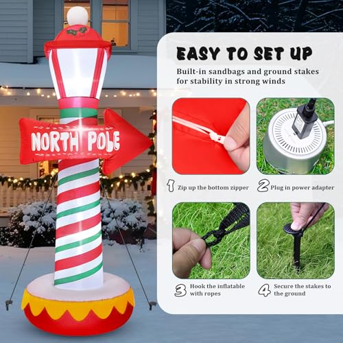 8 FT Christmas Inflatables Santa Claus with Gifts Bag, LED Light, Outdoor Decor F2174