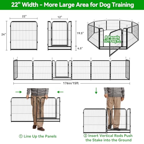 Dog Playpen Outdoor Extra Wide 12 Panels Heavy Duty 40" Height with Doors Portable G77703