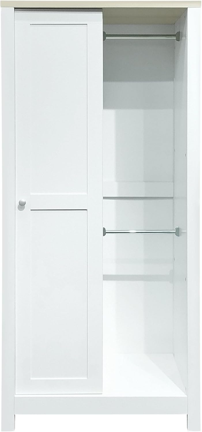 Armoire Wardrobe with Sliding Door and Drawers, White D1199