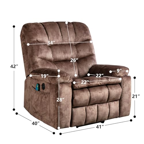 Phoenix Home Large Power Lift Recliner with Massage and Heat for Elderly, Brown O77713