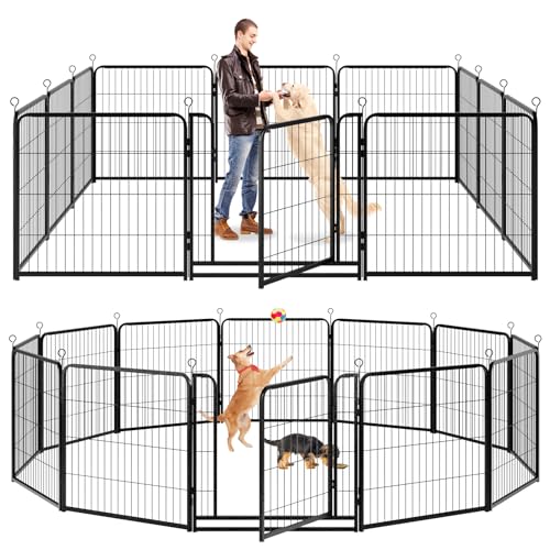 Dog Playpen Outdoor Extra Wide 12 Panels Heavy Duty 40" Height with Doors Portable G77703