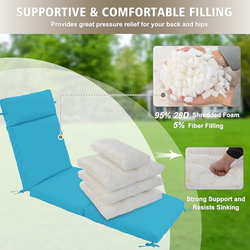 Chaise Lounge Cushion 72x21x3 Inch Set of 2 Outdoor Patio Cream B783089