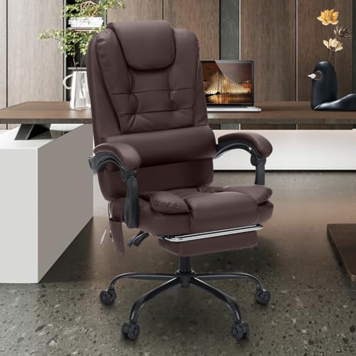 Executive Office Chair with Massage Reclining Footrest, Black Y455865