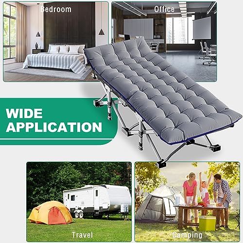 LILYPELLE Folding Camping Cot, Extra Wide Heavy Duty with Carry Bag Z15817