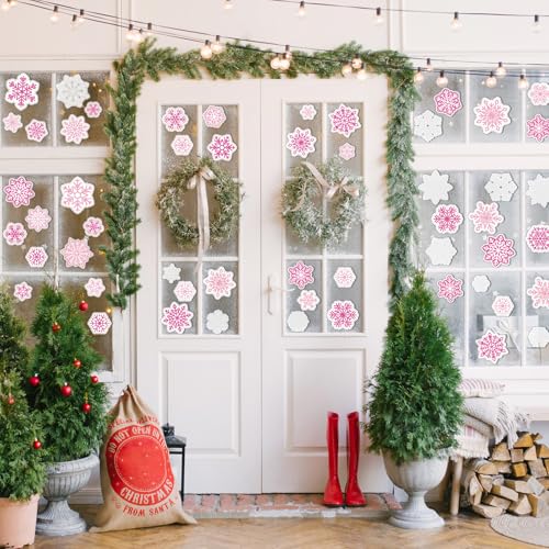 Pickmesh 45 Pcs Christmas Snowflake Window Gel Clings Removable Reusable U3538