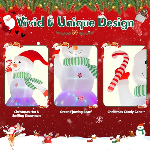 B&D 12FT Giant Christmas Inflatables Snowman Outdoor Decorations with Rotating LED Lights B36000