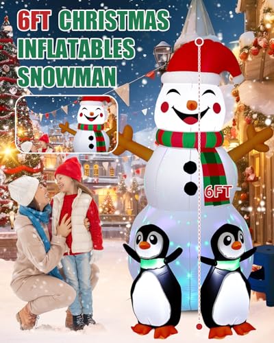 Christmas Inflatable Snowman with Penguin Yard Decoration with LED Lights K4000