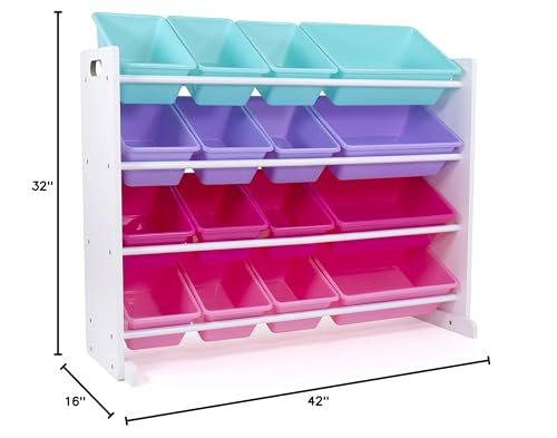 Humble Crew Supersized Toy Storage Organizer with 16 Removable Bins, Grey/White D772791