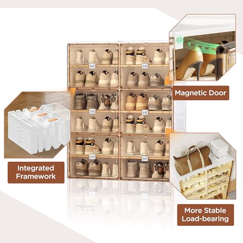 Portable Shoe Rack Organizer with Magnetic Clear Door, 7 Tiers V663