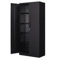 Metal Storage Cabinet with Doors and Shelves, 71" Locking Steel, White L799