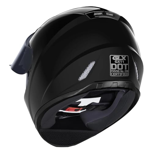 GLX GX11 Compact Motorcycle Helmet Matte Black Large Full Face Tinted Visor DOT Q2653