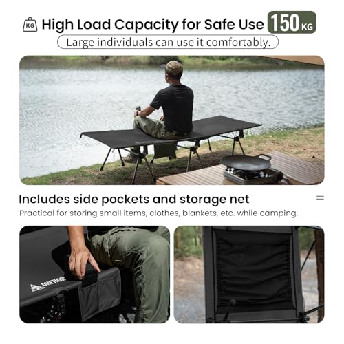OneTigris SUPRANUBIS Camping Cot, Height Adjustable, Portable Folding Bed R56991