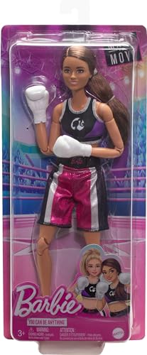 Barbie Careers Fashion Doll & Accessories, Made to Move Brunette Boxer J549