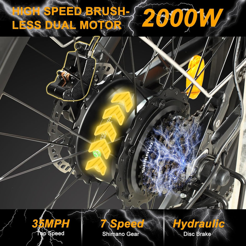 Nexusrider Trailblazer 2000W Electric Bike for Adults, 26" Fat Tire, 7 Speed S282