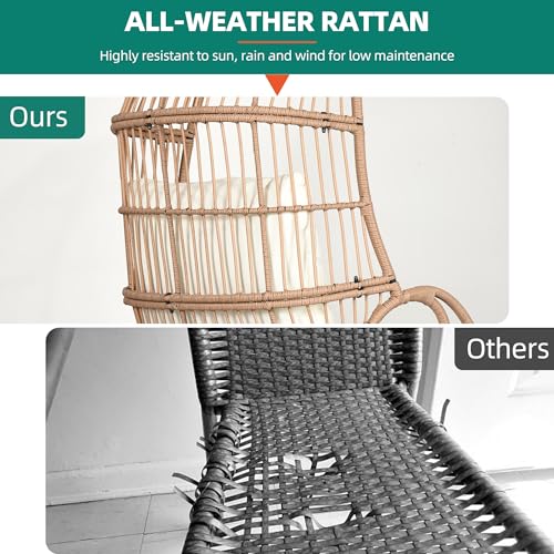YITAHOME Outdoor Narrow Egg Chair with Stand & Cushion, Beige P70479