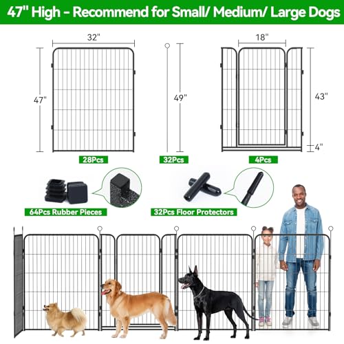 Dog Playpen Outdoor Extra Wide 12 Panels Heavy Duty 40" Height with Doors Portable G77703