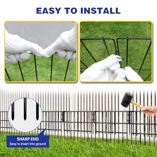 35 Panels Garden Fence Animal Barrier, 38ft x 13in No Dig Rustproof Metal Outdoor Wire Fencing E53834