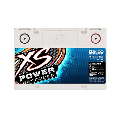 XS Power D3400 3300 Amp AGM Battery with M6 Terminal Hardware I204