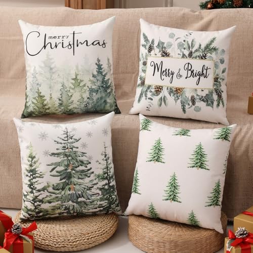 Christmas Pillow Covers 18x18 Set of 4, Double-Sided Print G493315