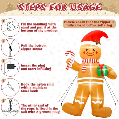 Giant Inflatable Santa Claus with LED Lights Outdoor Christmas Decorations W1618