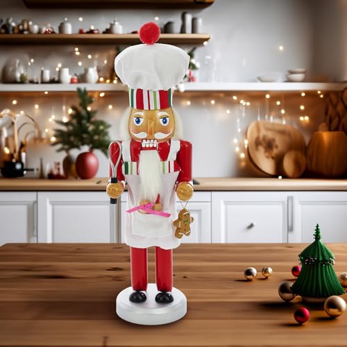 Kurt Adler Rosy Red Baking Nutcracker Chef 10 inch Wood Figurine M436470