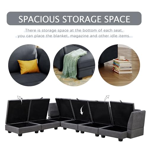 Elegant 2-Piece L-Shape Modular Sectional Sofa with Two Pillows, Beige Chenille V895561