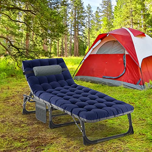 Portable Folding Camping Cot, Adjustable Reclining Chaise with Pillow U54731
