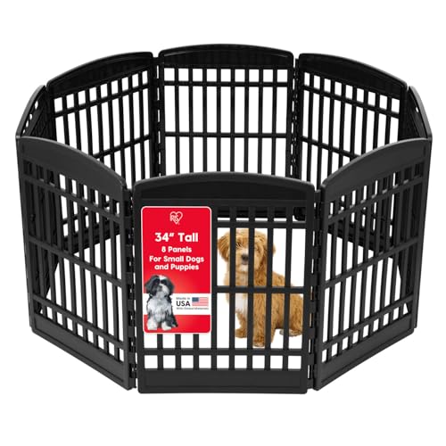 IRIS USA 24" 6-Panel Dog Playpen for Puppies & Small Dogs, Black N28330