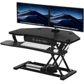 VERSADESK® PowerPro™ 36" Corner Standing Desk Converter, 36 Inch Motorized Height-Adjustable Standup Desk Riser Sit to Stand Desktop with Keyboard and Mouse Tray + USB Charging Port, Black