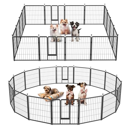 HealSmart Dog Playpen Indoor, Puppy Playpen Indoor for Yard, Camping, 32" Height 8 Panels Heavy Duty Dog Pen for Small/Medium Dogs, Black