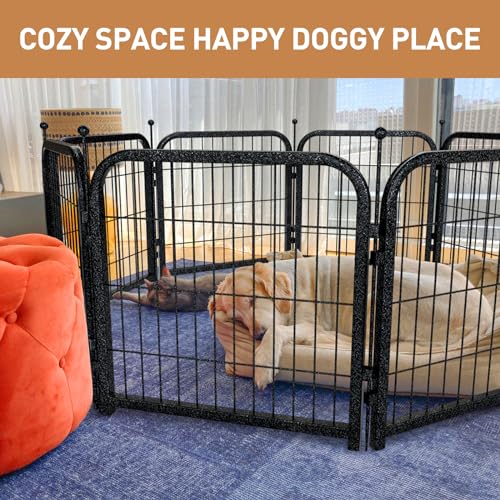 Metal Dog Playpen 40 Inch Height 16 Panels Indoor Outdoor Black-Silver W932257