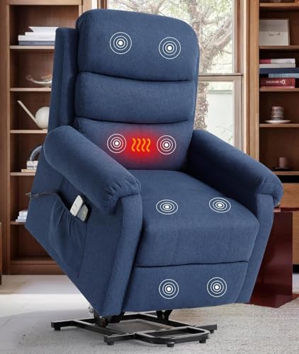 Power Lift Recliner Chair for Elderly with Heat and Massage, Dark Blue Y6453