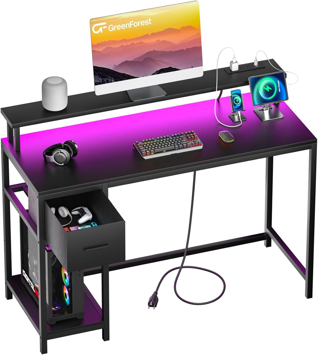 GreenForest Computer Desk with Monitor Stand for Home Office L1581