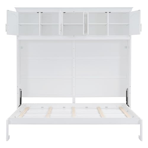 Harper & Bright Designs Full Murphy Cabinet Bed with USB Port, Gray F28708