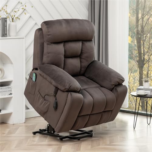 Lift Chair Recliner with Massage and Heat, Heavy Duty for Seniors, Brown V12888