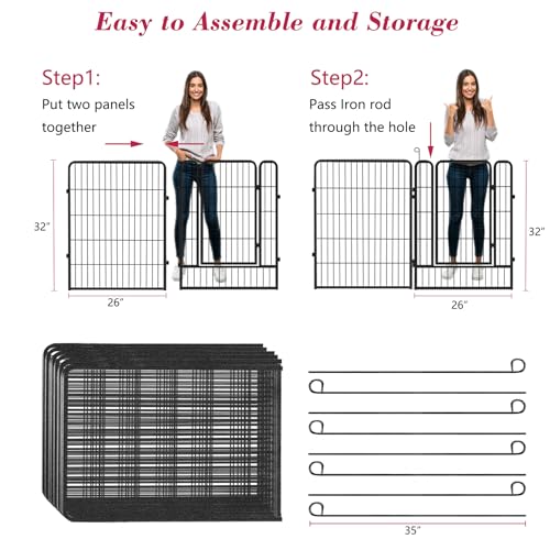 Dog Playpen 32 Inch 10 Panels Outdoor Dog Fence with Lock C803
