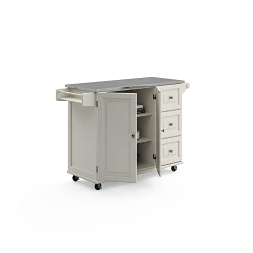 homestyles Mobile Kitchen Island Cart with Stainless Steel Top, Sage Green J6213