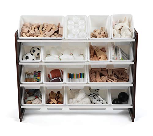 Humble Crew Supersized Toy Storage Organizer with 16 Removable Bins, Grey/White D772791