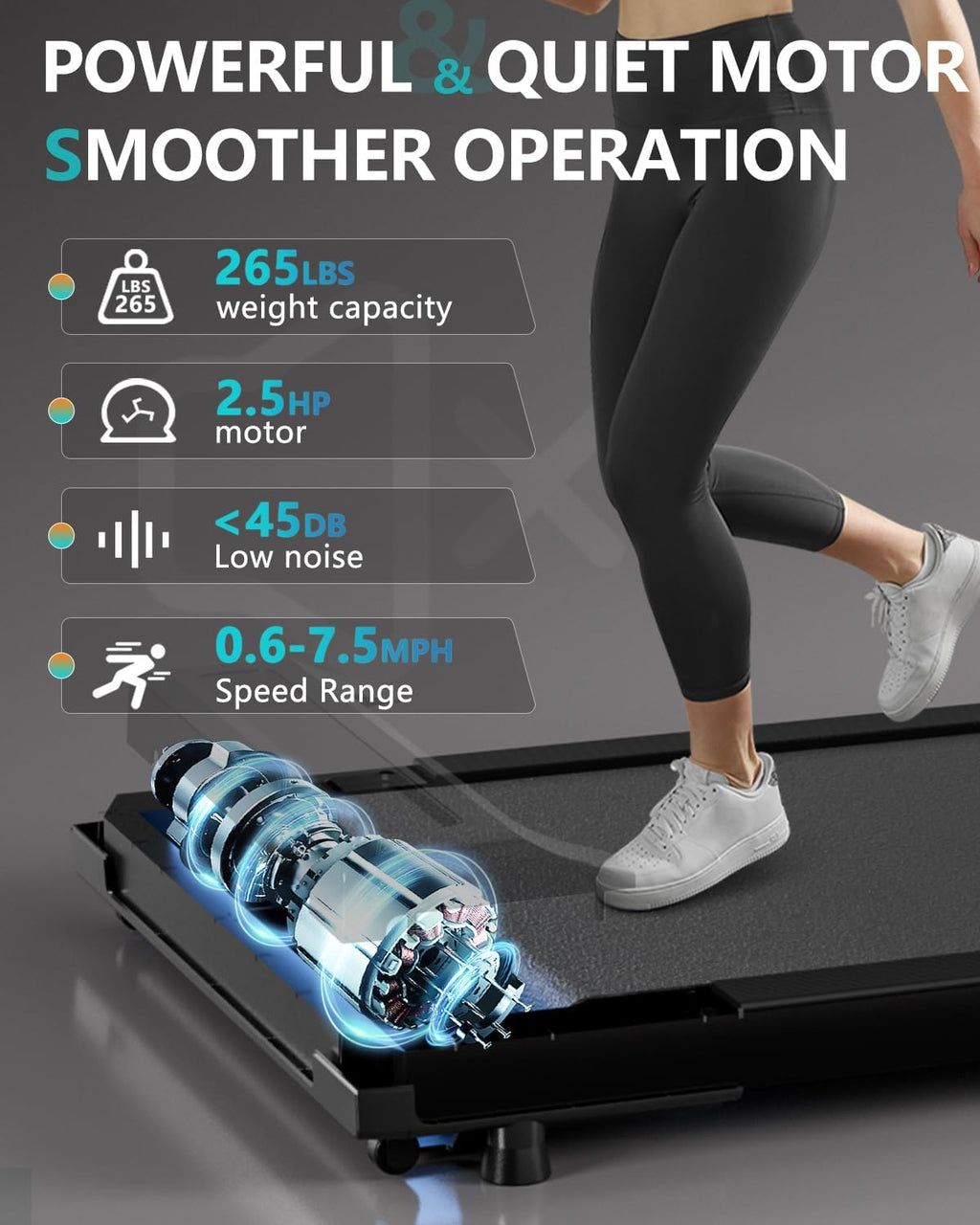 Walking Pad Under Desk Treadmill with Remote Control, 2 in 1 for Walking and Jogging Q332