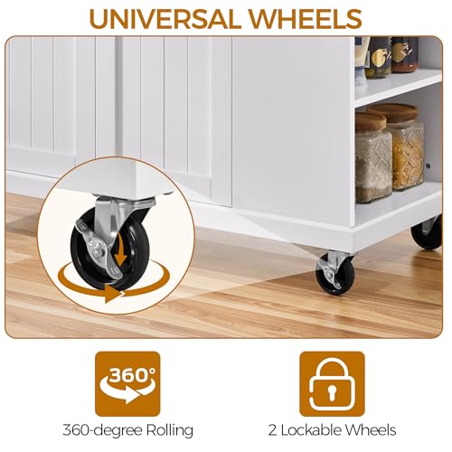 Yaheetech Rolling Kitchen Island Cart with Drop Leaf, Rubberwood Breakfast Bar with Storage V538